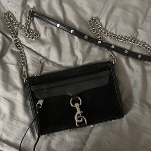 Black Leather Chain Strap Bag